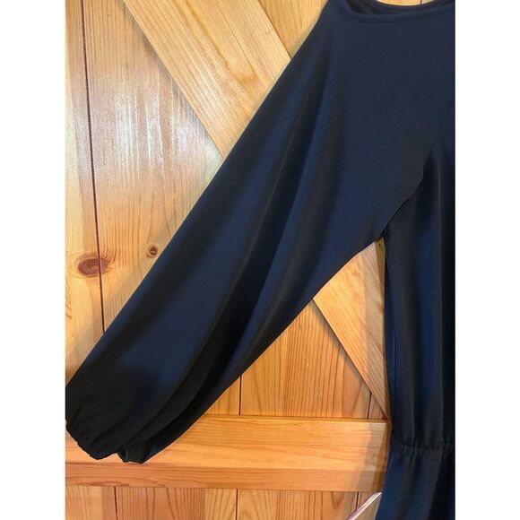 Michael Kors Black Cold Shoulder Long Sleeve Short Knit Dress Size Large (5244) - Picture 2 of 5